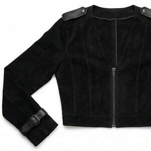 Bebe Convertible Leather & Suede Mixed Media Jacket - Black - Size M